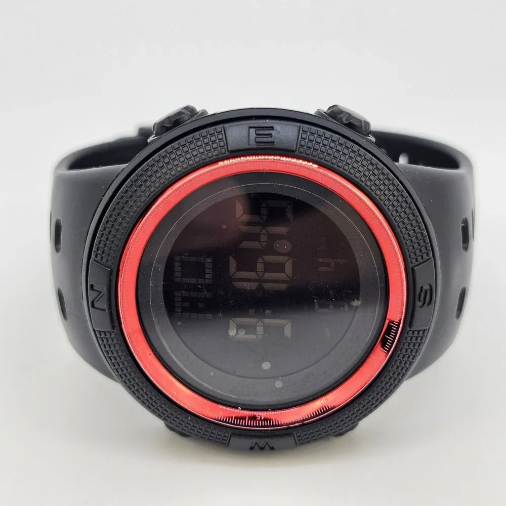 Men's Negative Display Digital Sports Watch 50MM Black Case‎ Plastic Bands